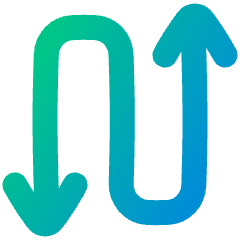 Line Arrow Curvy Up Down 3 Icon from Plump Gradient Set