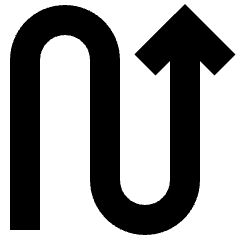 Line Arrow Curvy Up Right Icon from Sharp Solid Set