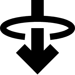 Line Arrow Elipse Down Icon from Sharp Solid Set