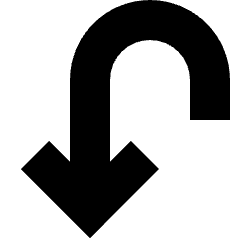 Line Arrow Turn Down Left Icon from Sharp Solid Set