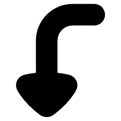 Triangle Arrow Bend Left Down Icon from Flex Solid Set