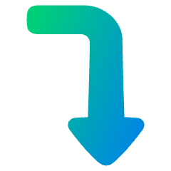 Triangle Arrow Bend Right Down Icon from Plump Gradient Set