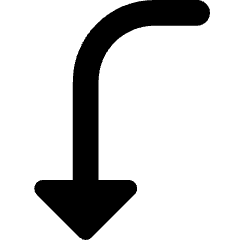 Triangle Arrow Curve Left Down Icon from Core Remix Set