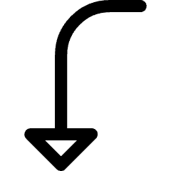 Triangle Arrow Curve Left Down Icon from Core Line Set