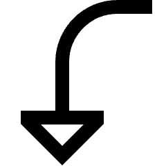 Triangle Arrow Curve Left Down Icon from Sharp Line Set