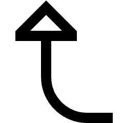 Triangle Arrow Curve Left Up Icon from Sharp Line Set