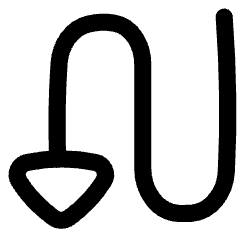 Triangle Arrow Curvy Down Left Icon from Flex Line Set