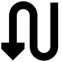 Triangle Arrow Curvy Down Left Icon from Sharp Solid Set