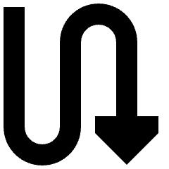 Triangle Arrow Curvy Down Right Icon from Sharp Solid Set