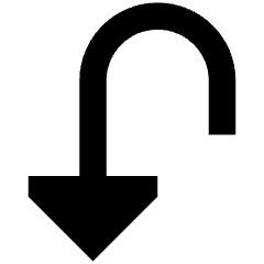 Triangle Arrow Turn Down Left Icon from Sharp Remix Set