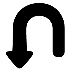 Triangle Arrow Turn Down Left Icon from Plump Solid Set