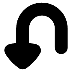 Triangle Arrow Turn Down Left Icon from Flex Solid Set