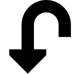 Triangle Arrow Turn Down Left Icon from Sharp Solid Set