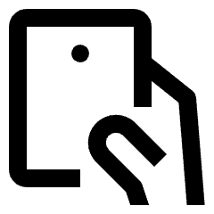 Clean line icon of an outlined e-reader page with a dot and magnifying glass. Used for ebooks, reading, and document search.