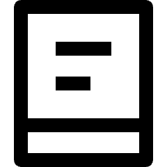 Minimal line icon of an e-reader with a screen and two bars. Used for ebooks, reading apps, and digital libraries.