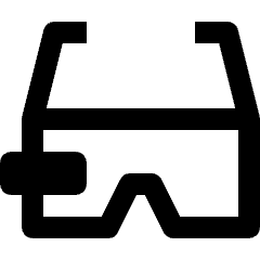 Clean line icon of smart glasses with a rectangular frame and side arm. Used for AR, wearables, and eyewear.