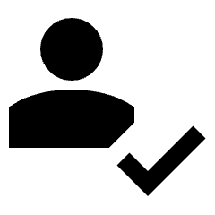 Person Check Fill Icon from Sharp Fill - Streamline Material Set