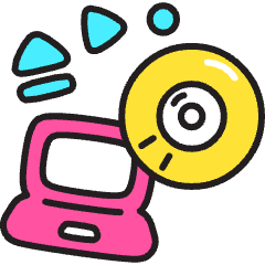 Laptop Play Disc Icon from Stickies Colors Set