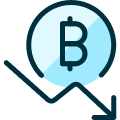 Crypto Currency Bitcoin Decrease Icon from Ultimate Duotone Set