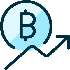 Crypto Currency Bitcoin Increase Icon from Ultimate Duotone Set