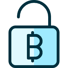 Crypto Currency Bitcoin Unlock Icon from Ultimate Duotone Set