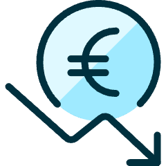 Currency Euro Decrease Icon from Ultimate Duotone Set