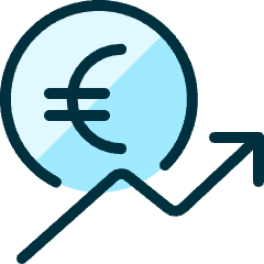 Currency Euro Increase Icon from Ultimate Duotone Set