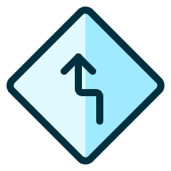 Road Sign Left Reverse Turn Ahead Icon from Ultimate Duotone Set