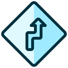 Road Sign Right Reverse Turn Ahead 1 Icon from Ultimate Duotone Set