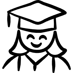 Geometric People Woman Graduate Icon from Freehand Set