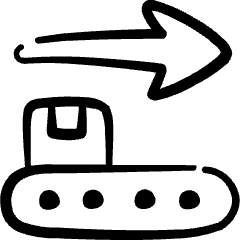 Factory Manufacturing Line Arrow Right Icon from Freehand Set