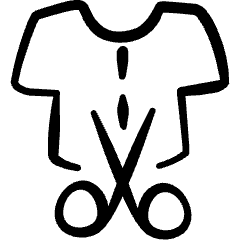 Clothes Design Scissor Cutting Pattern Icon from Freehand Set