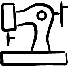 Clothes Design Sewing Machine Vintage Icon from Freehand Set