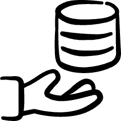Database Hand Icon from Freehand Set