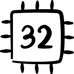 Microprocessor Computer Chip 32 Bit Icon from Freehand Set