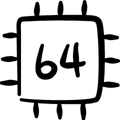Microprocessor Computer Chip 64 Bit Icon from Freehand Set