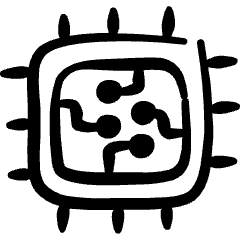 Microprocessor Computer Chip Icon from Freehand Set