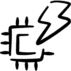 Microprocessor Computer Chip Flash Icon from Freehand Set