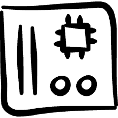 Microprocessor Computer Chip Motherboard Icon from Freehand Set
