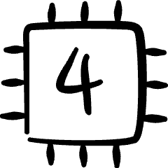 Microprocessor Computer Chip Quad Core Icon from Freehand Set