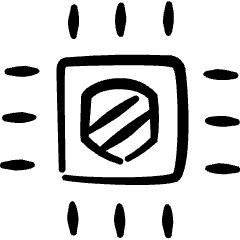 Microprocessor Computer Chip Shield Icon from Freehand Set