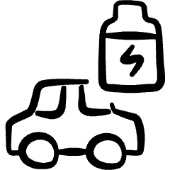 Clean Car Electric Powered Car Battery Level Charge Icon from Freehand Set