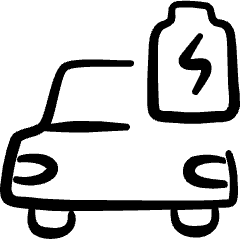 Clean Car Electric Powered Car Battery Icon from Freehand Set