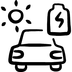 Clean Car Solar Powered Car Sun Battery Charging Icon from Freehand Set