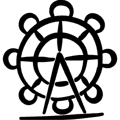 Amusement Park Ferris Wheel Icon from Freehand Set