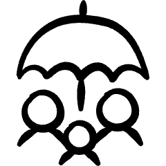 Family Umbrella Protect Icon from Freehand Set