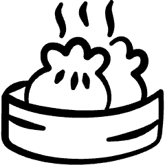 Asian Food Chinese Dumpling Tray Icon from Freehand Set