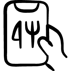 Food Delivery Service Mobile Phone Order Application Icon from Freehand Set