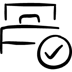 Hotel Single Bed Check Icon from Freehand Set