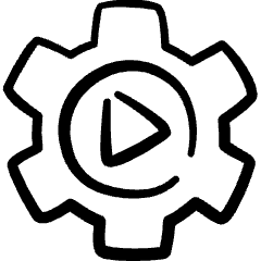 Settings Cog Play Icon from Freehand Set